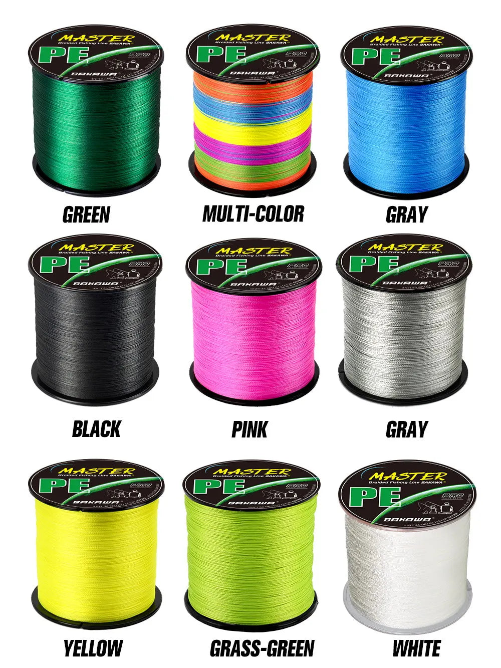 BAKAWA 4 Strands Braided PE Fishing Line 100m/300m